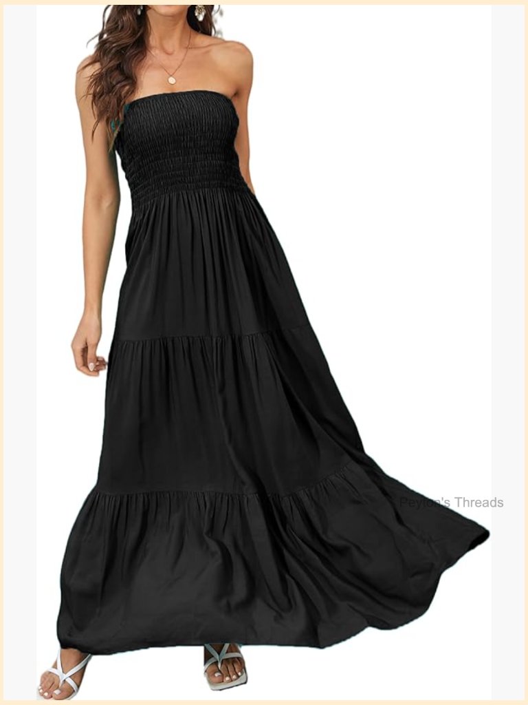 Sleeveless Strapless A-Line Maxi Dress Backless Summer Tube Top Dress
